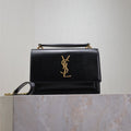 Saint Laurent Sunset Small Bag 19 in Black Calfskin Copper Hardware
