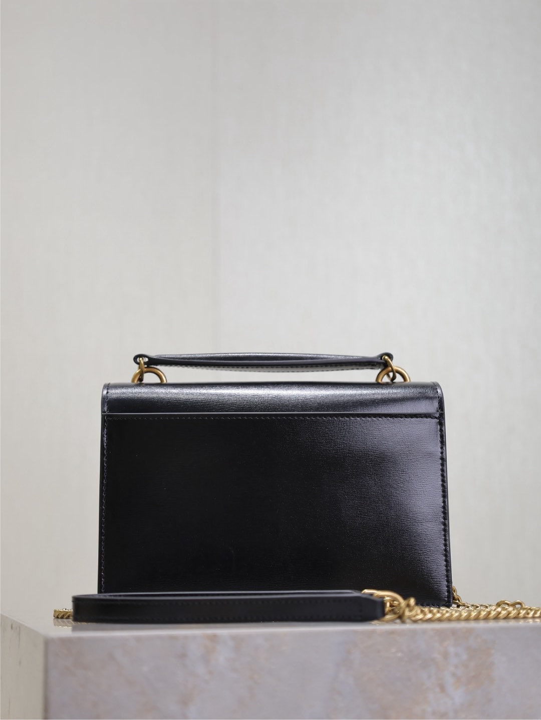 Saint Laurent Sunset Small Bag 19 in Black Calfskin Copper Hardware