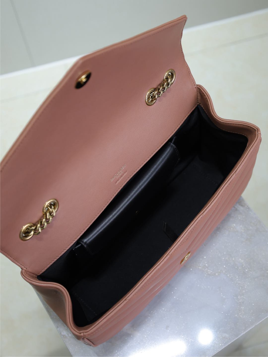 Saint Laurent Loulou Medium 29 in Salmon Pink Sheepskin Gold Hardware Bag