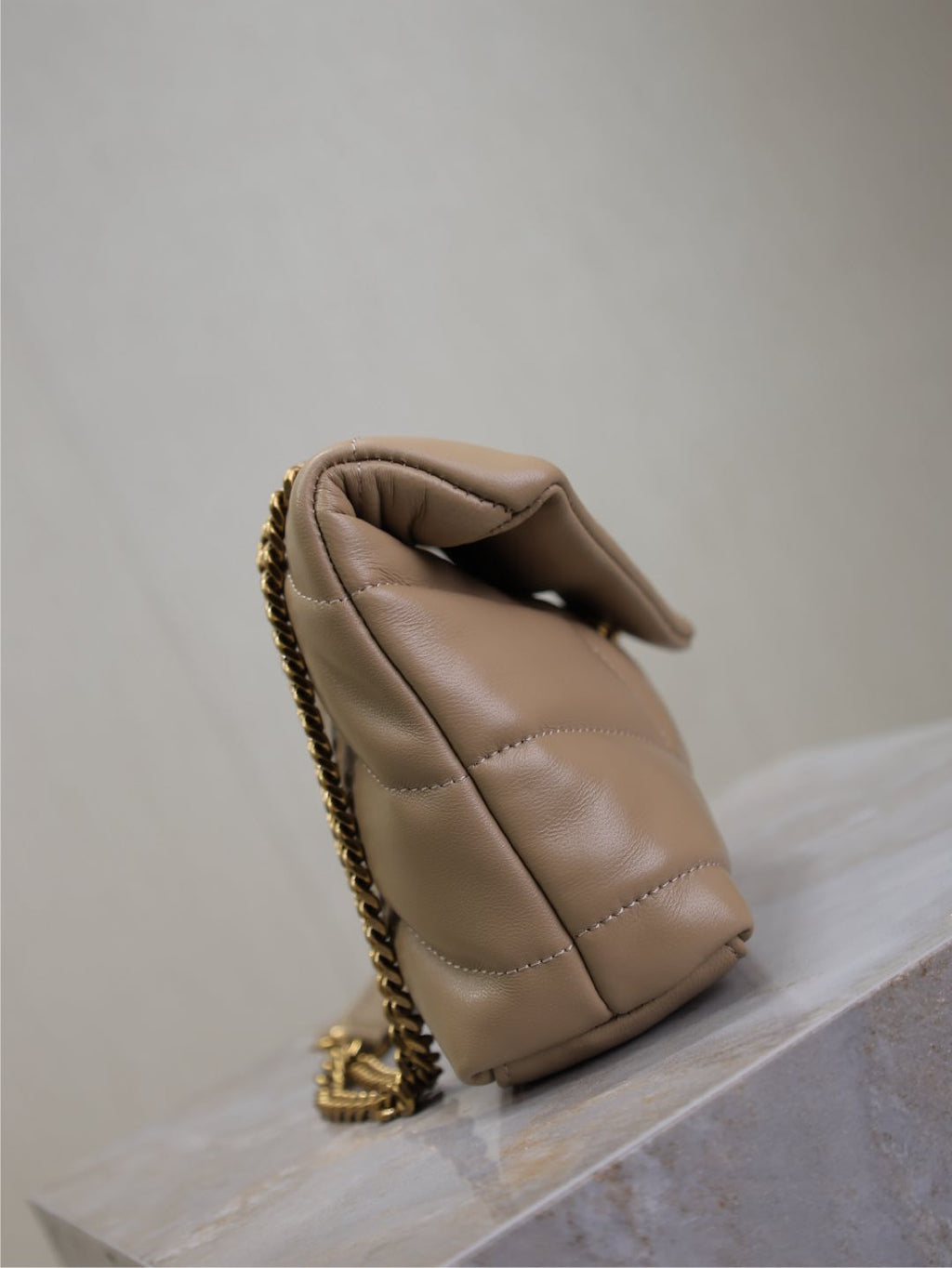Saint Laurent 25S Loulou Puffer Mini 23 in Brown Calfskin Gold Hardwre Bag