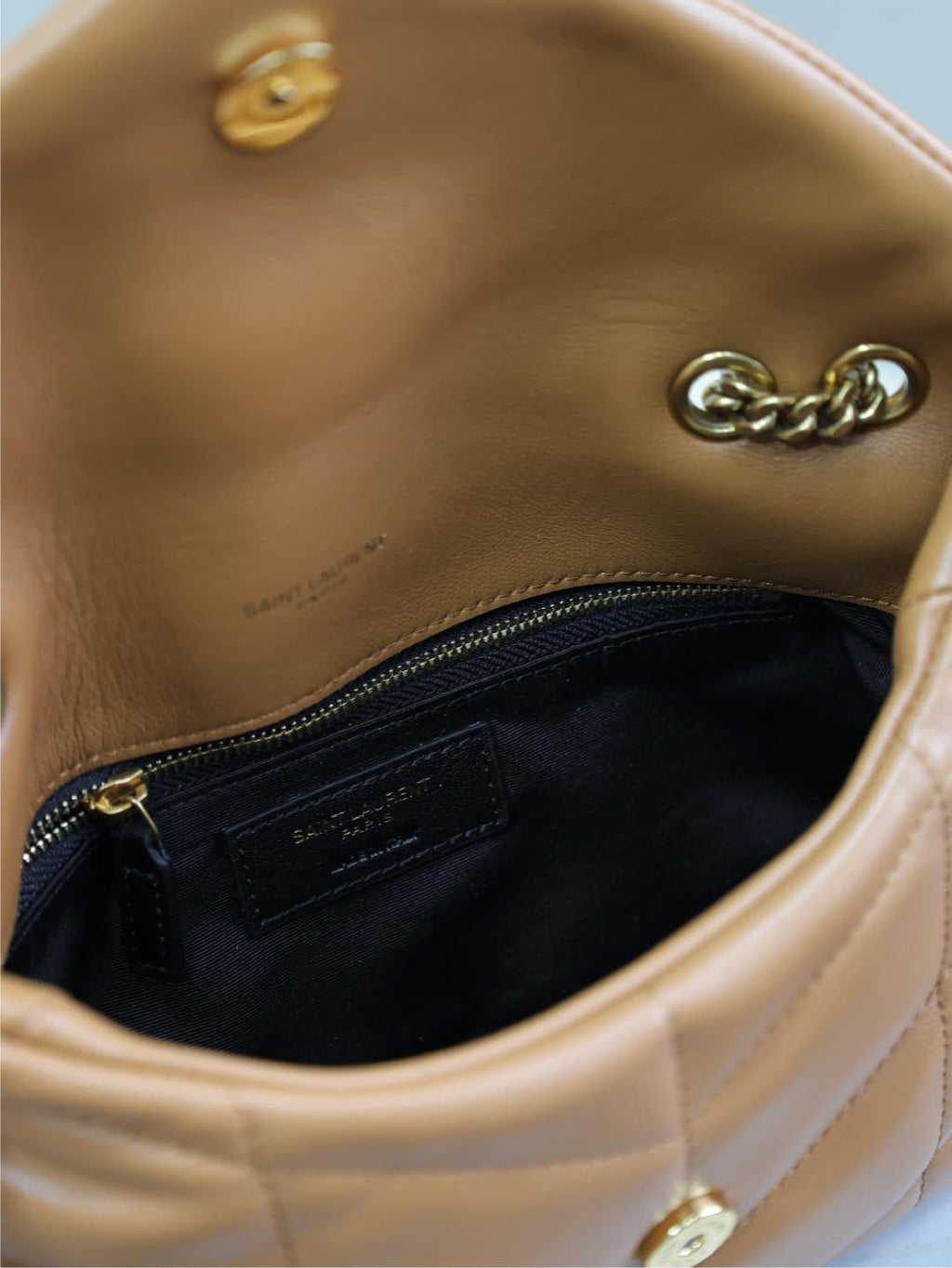Saint Laurent 25S Loulou Puffer Mini 23 in Caramel Calfskin Gold Hardware Bag