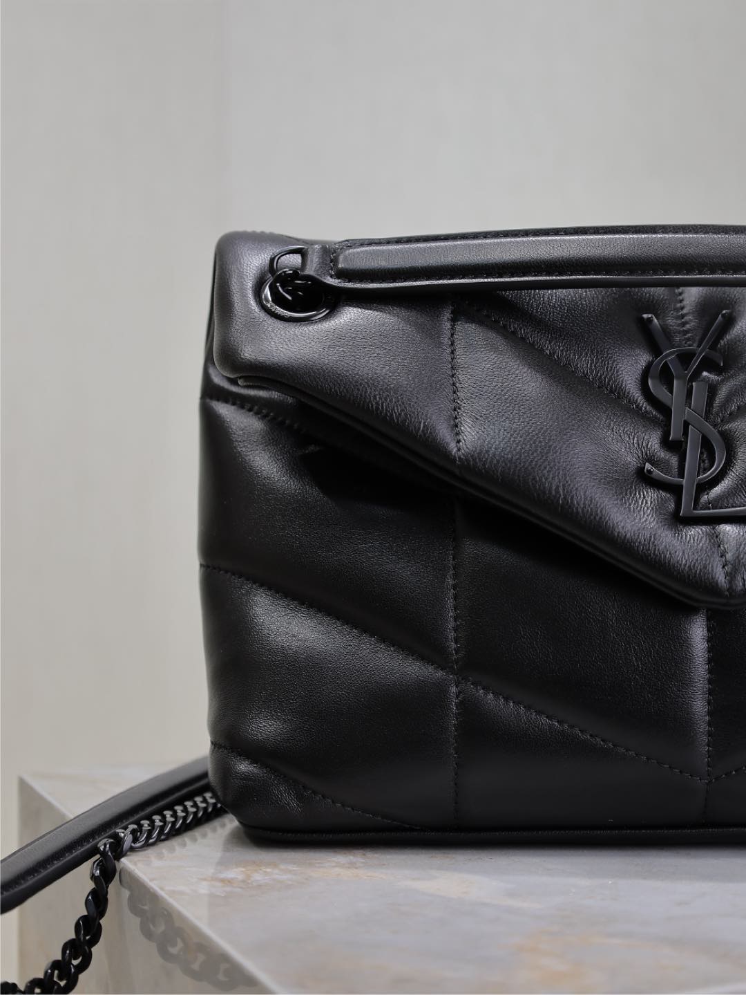 Saint Laurent 25S Loulou Puffer MM 29 in Black Calfskin Black Hardware Bag