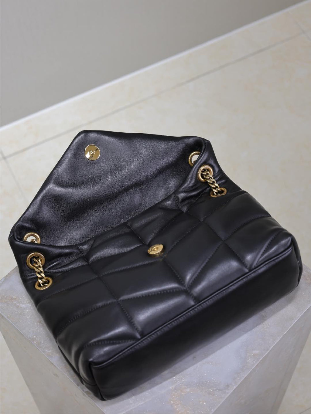 Saint Laurent 25S Loulou Puffer MM 29 in Black Calfskin Gold Hardware Bag