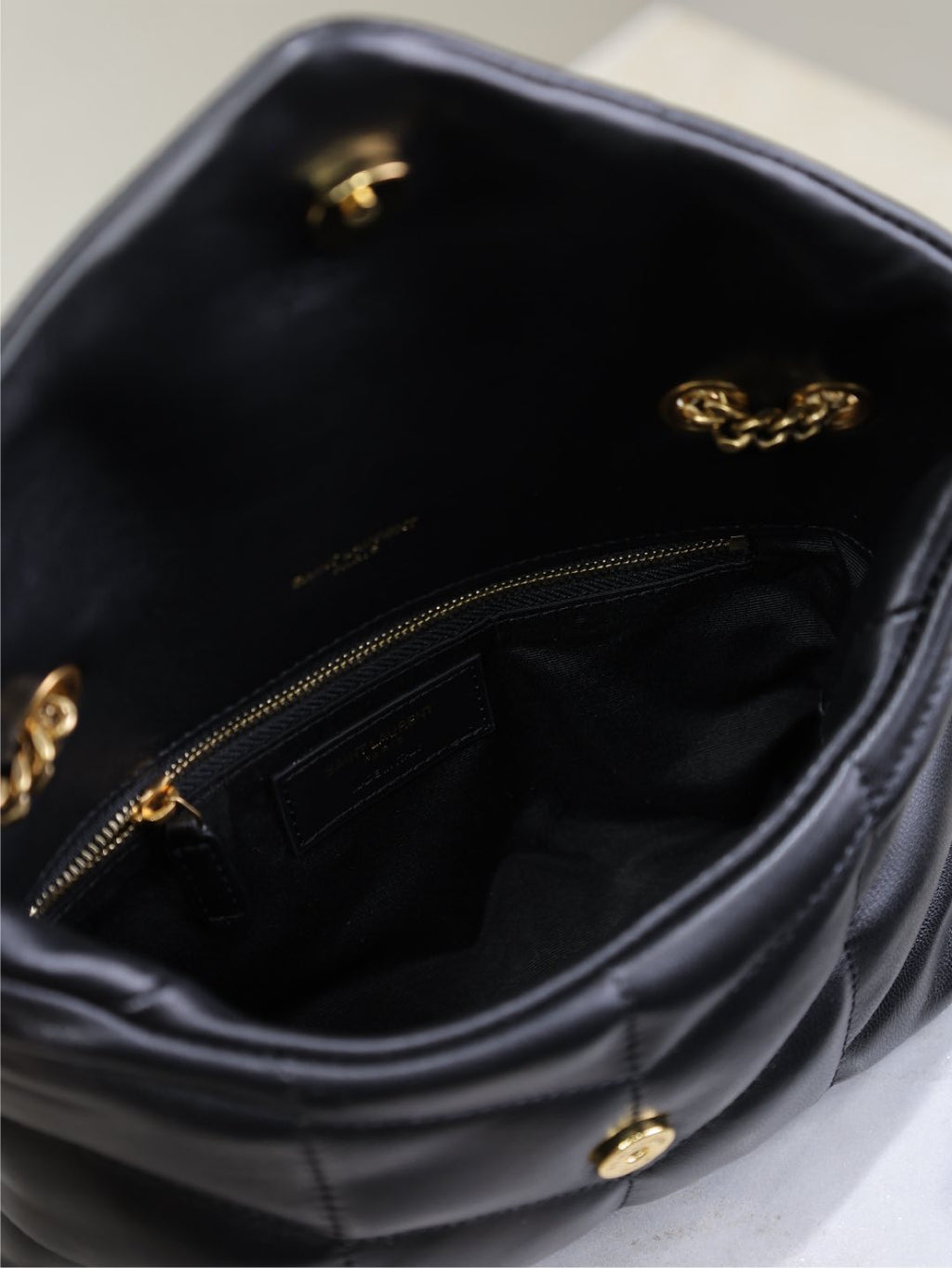Saint Laurent 25S Loulou Puffer Mini 23 in Black Calfskin Gold Hardwre Bag
