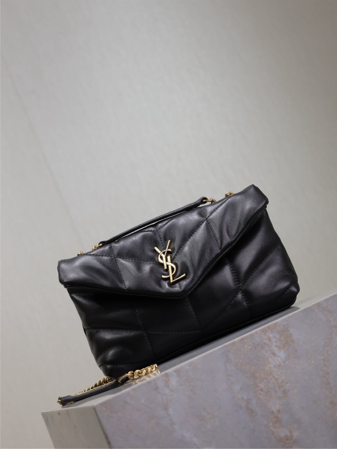 Saint Laurent 25S Loulou Puffer Mini 23 in Black Calfskin Gold Hardware Bag
