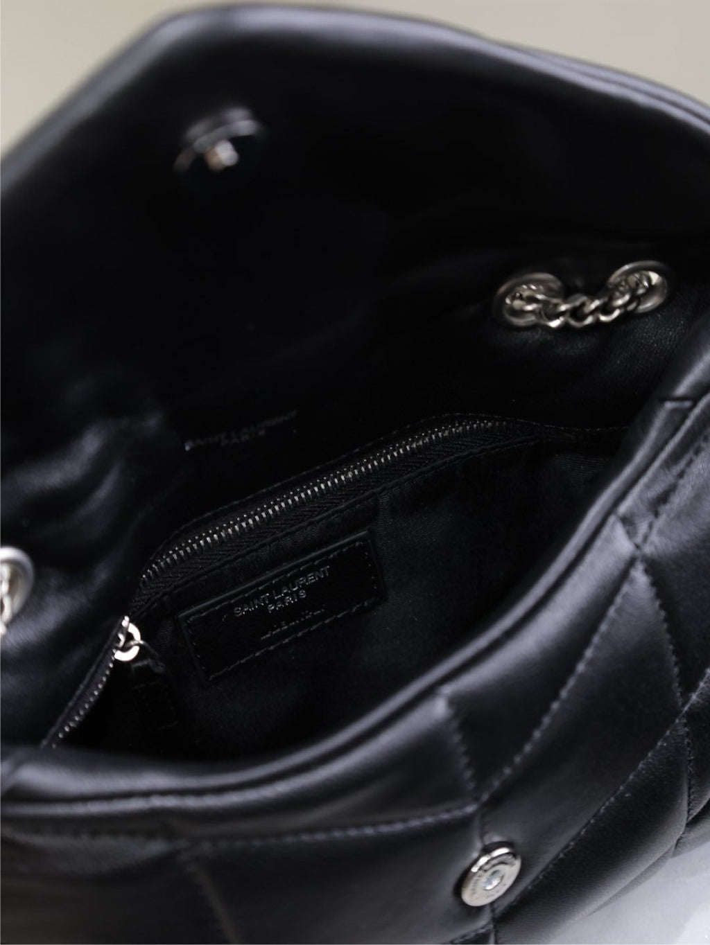 Saint Laurent 25S Loulou Puffer Mini 23 in Black Calfskin Silver Hardware Bag