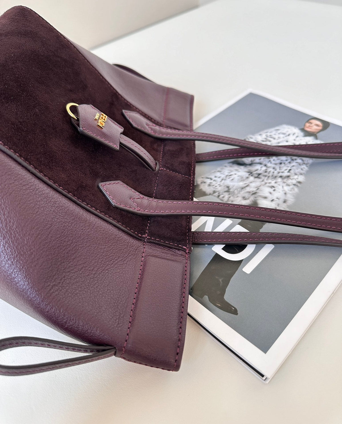 Fendi Origami Mini 19 in Wine Red Lambskin and Suede Bag