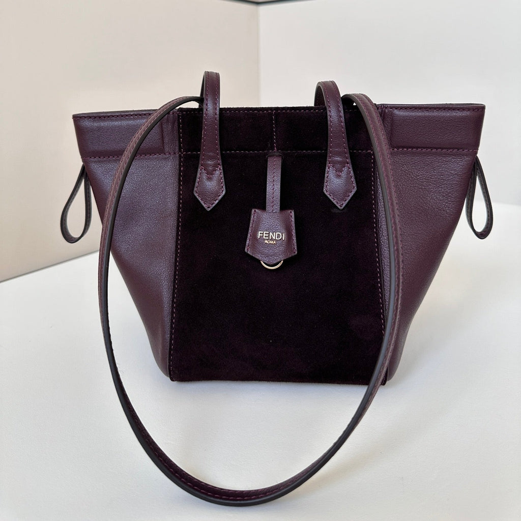 Fendi Origami Mini 19 in Wine Red Lambskin and Suede Bag