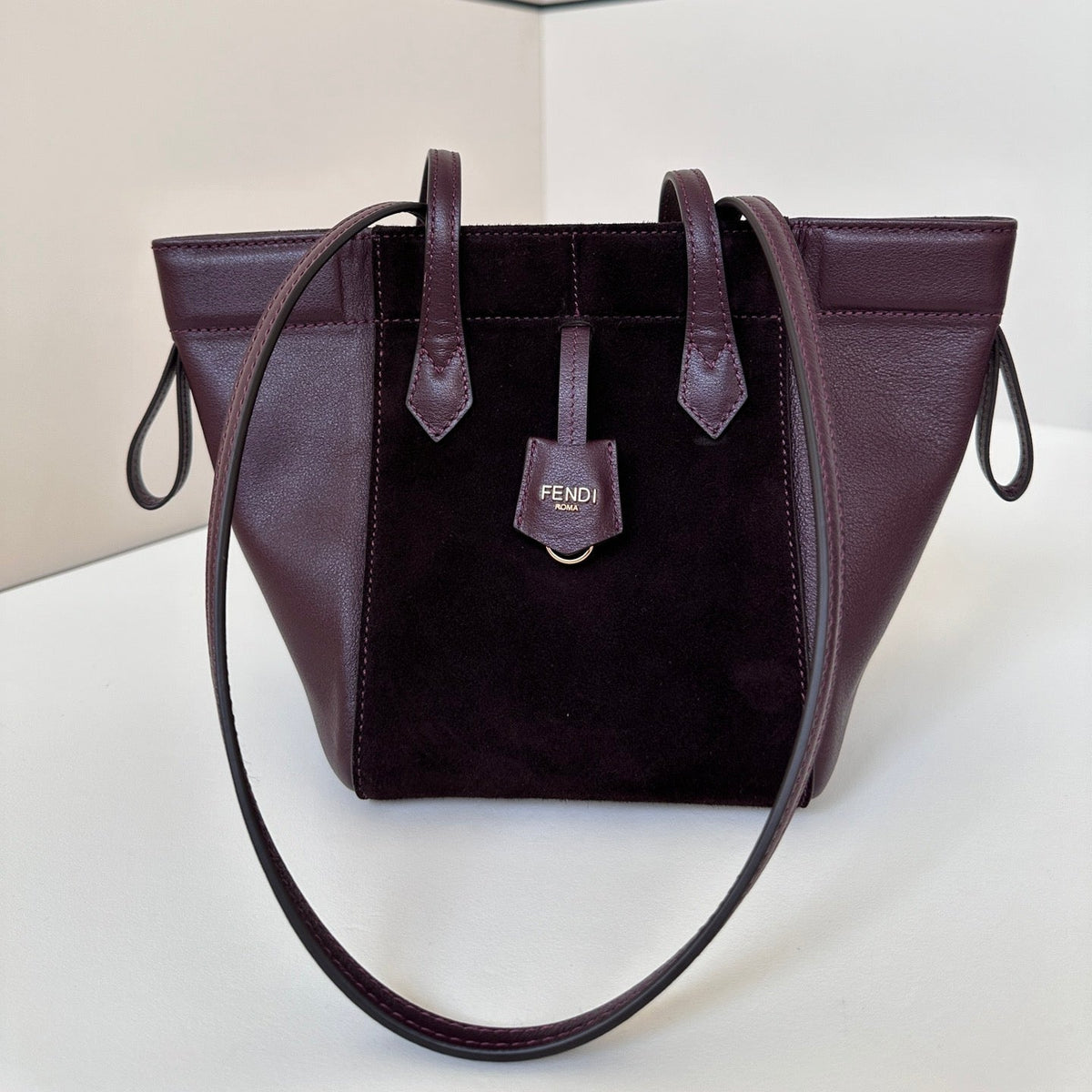 Fendi Origami Mini 19 in Wine Red Lambskin and Suede Bag