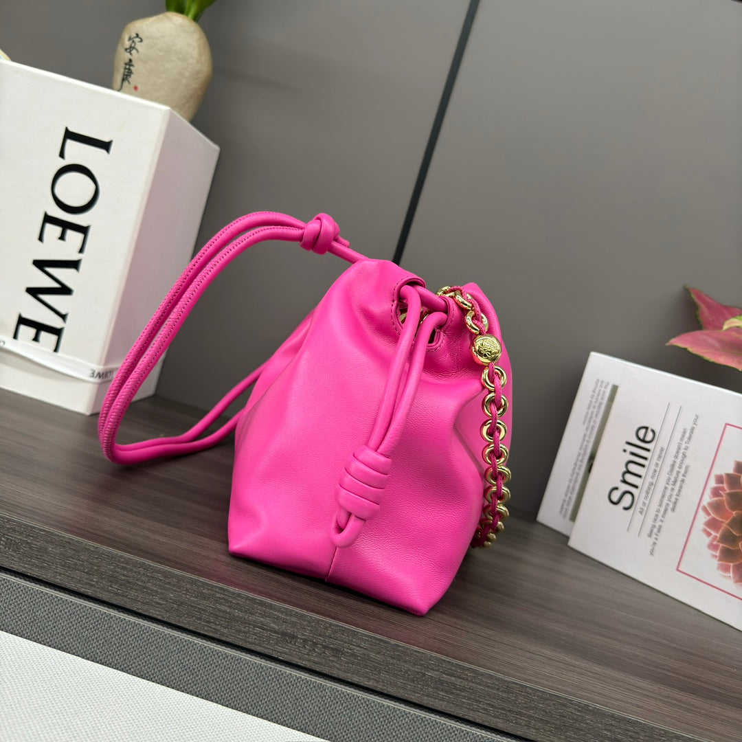 Loewe Medium 30 Flamenco Purse Bucket in Fusica Pink Lambskin
