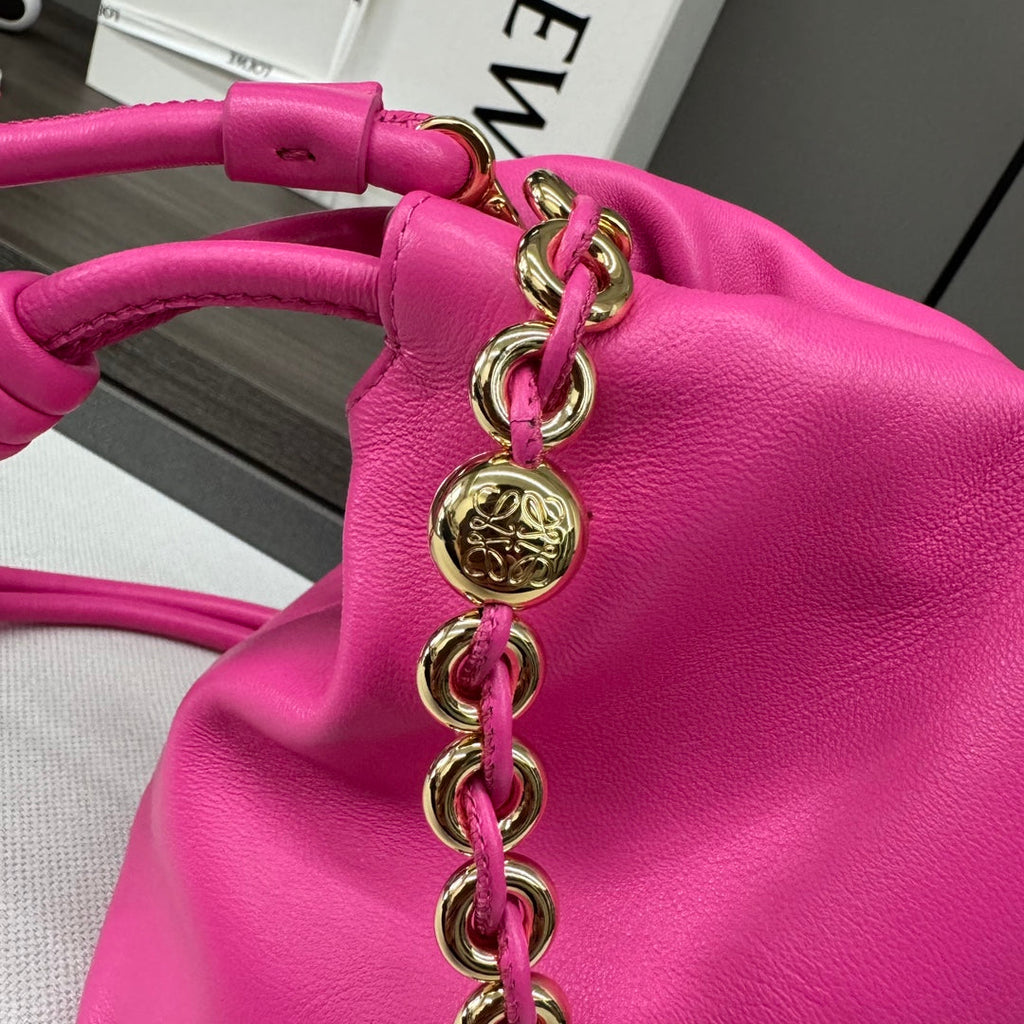 Loewe Medium 30 Flamenco Purse Bucket in Fusica Pink Lambskin