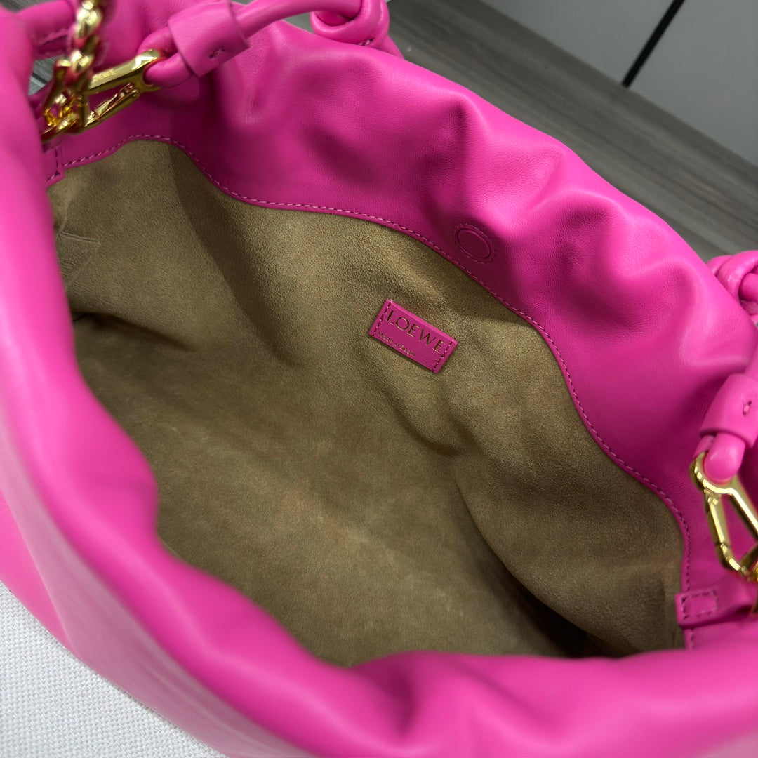 Loewe Medium 30 Flamenco Purse Bucket in Fusica Pink Lambskin