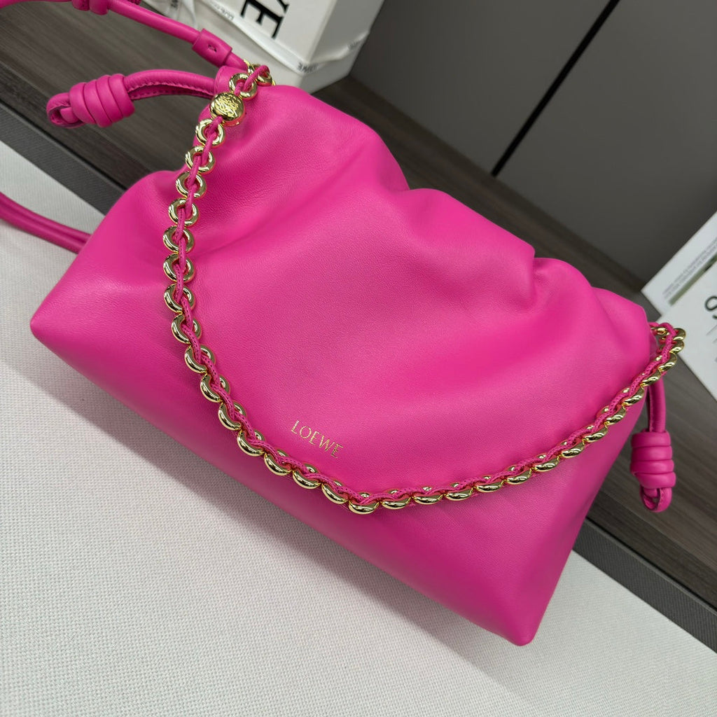 Loewe Medium 30 Flamenco Purse Bucket in Fusica Pink Lambskin