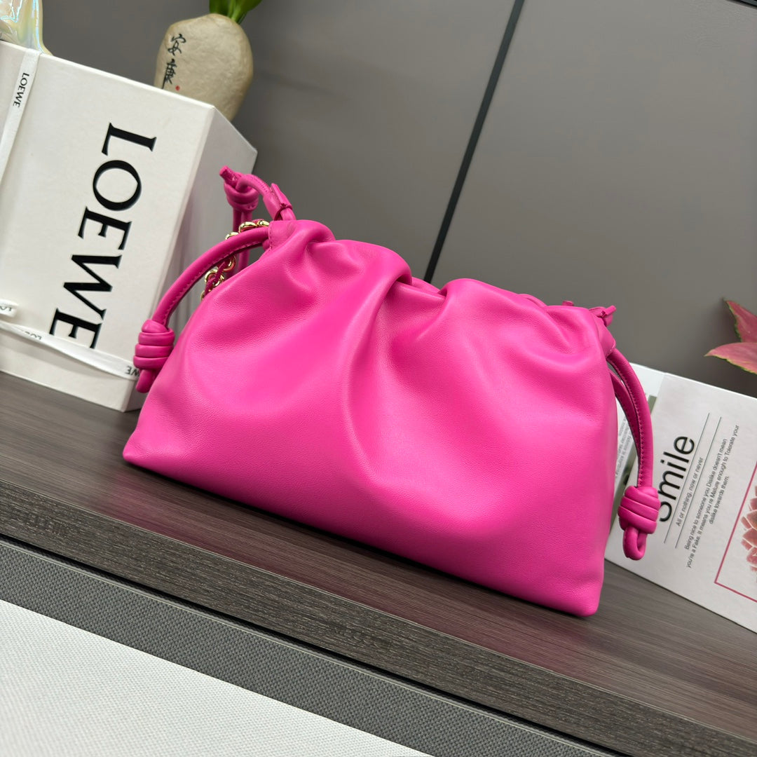 Loewe Medium 30 Flamenco Purse Bucket in Fusica Pink Lambskin