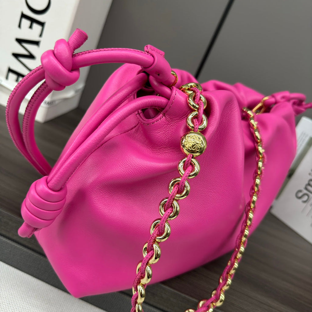 Loewe Medium 30 Flamenco Purse Bucket in Fusica Pink Lambskin