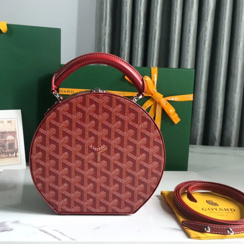 Goyard The Alto Hatbox Trunk Bag 18cm Red Canvas