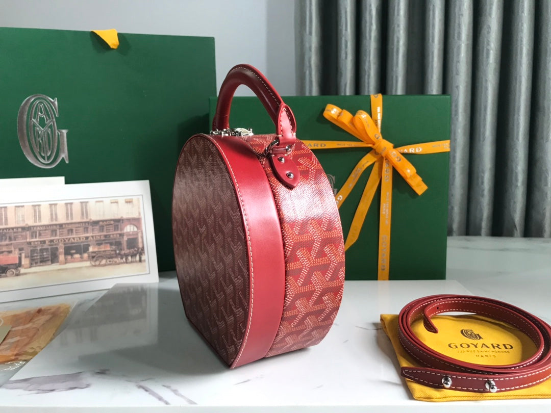 Goyard The Alto Hatbox Trunk Bag 18cm Red Canvas