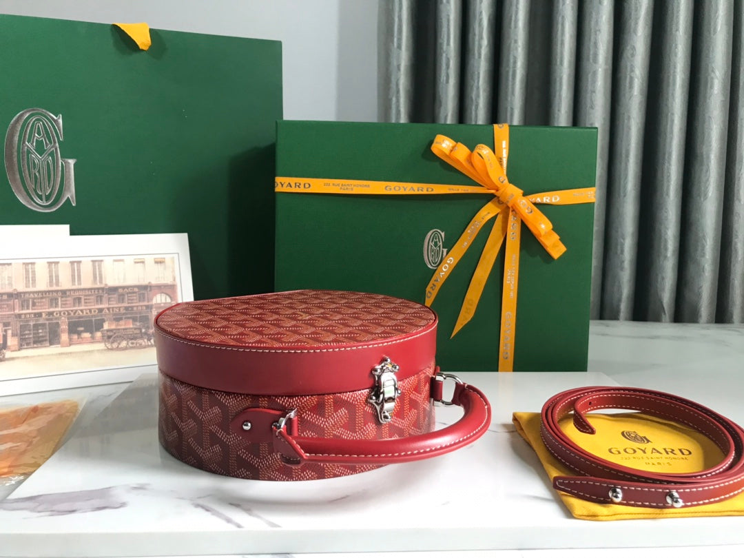 Goyard The Alto Hatbox Trunk Bag 18cm Red Canvas