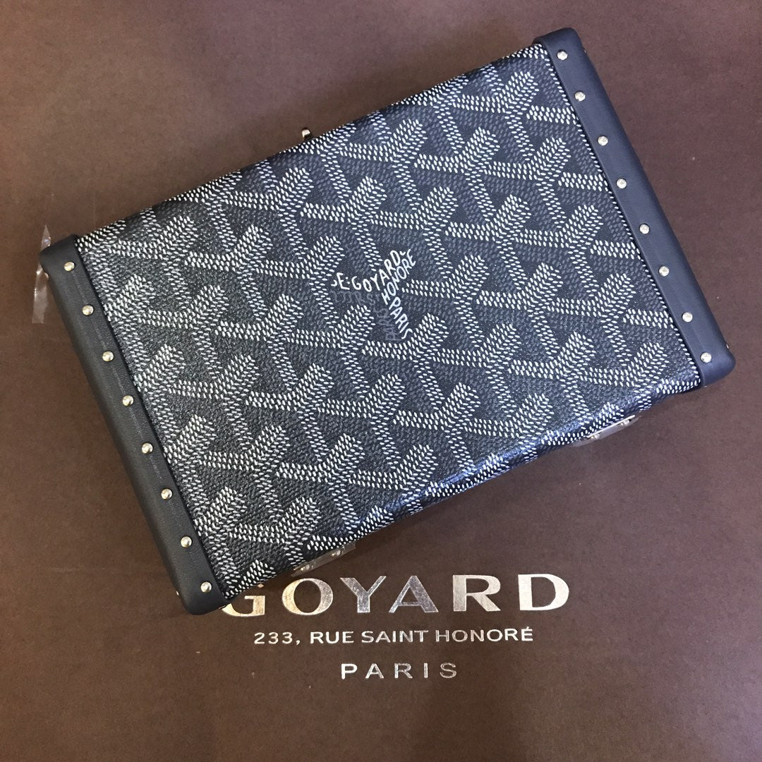 Minaudiere Trunk Bag 17cm Grey Canvas