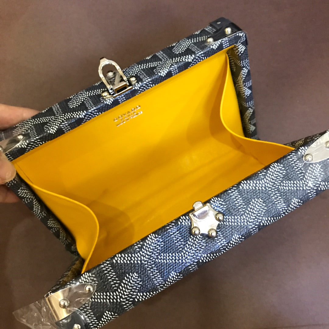 Minaudiere Trunk Bag 17cm Grey Canvas