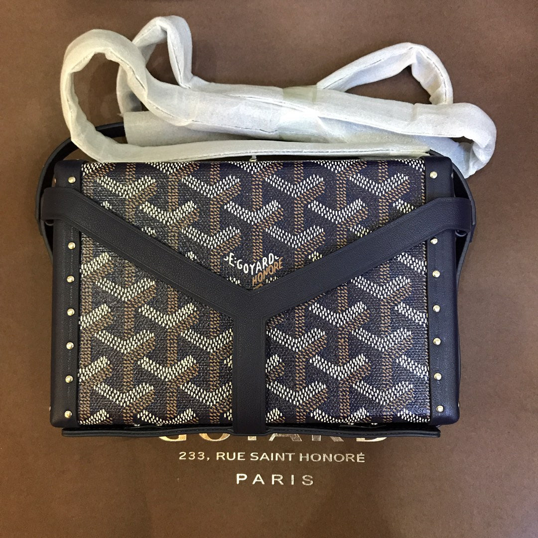 Minaudiere Trunk Bag 17cm Navy Blue Canvas