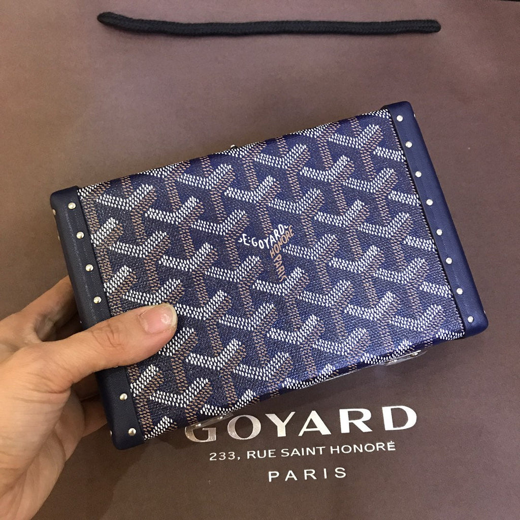 Minaudiere Trunk Bag 17cm Navy Blue Canvas