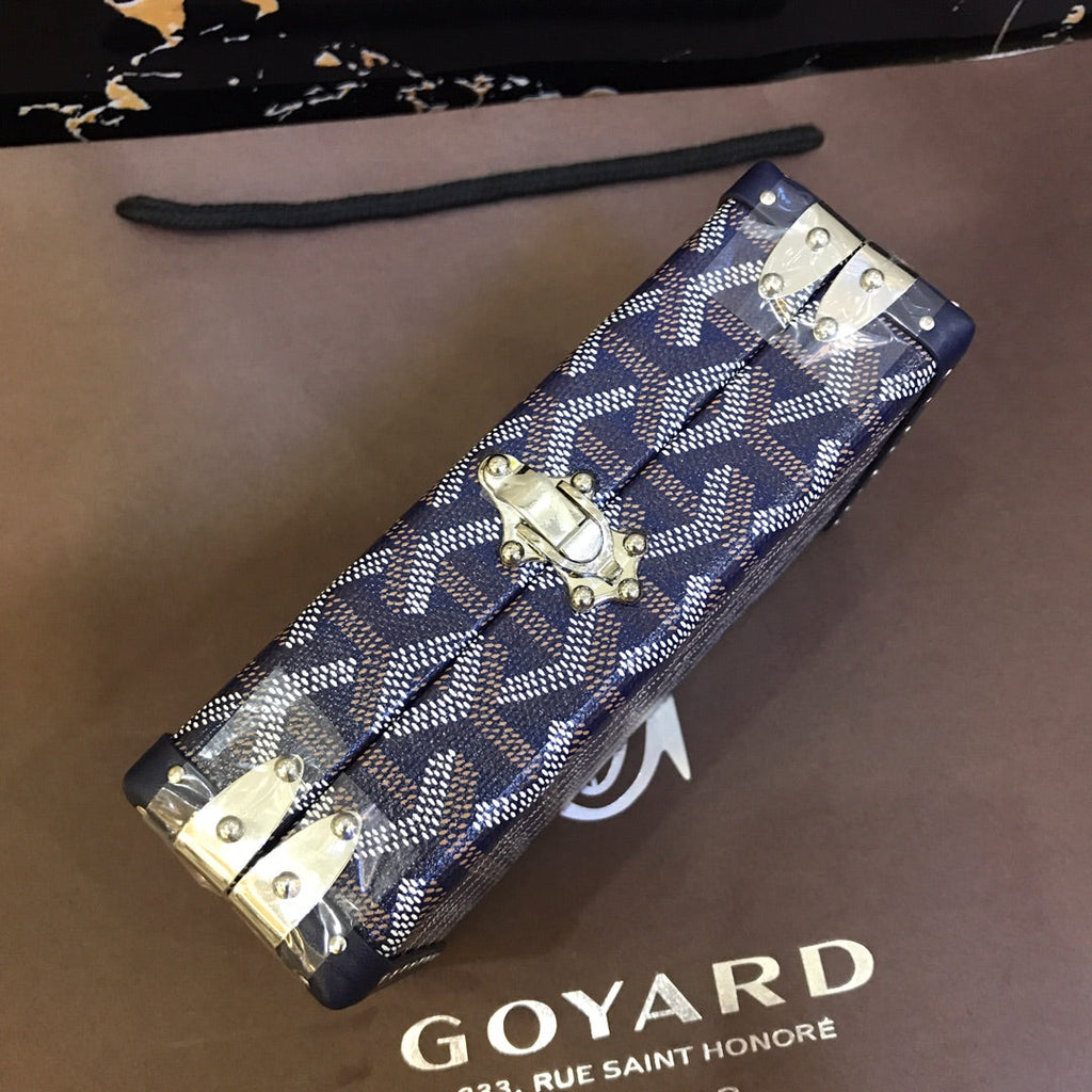 Minaudiere Trunk Bag 17cm Navy Blue Canvas
