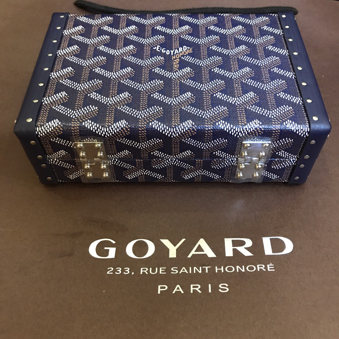 Minaudiere Trunk Bag 17cm Navy Blue Canvas