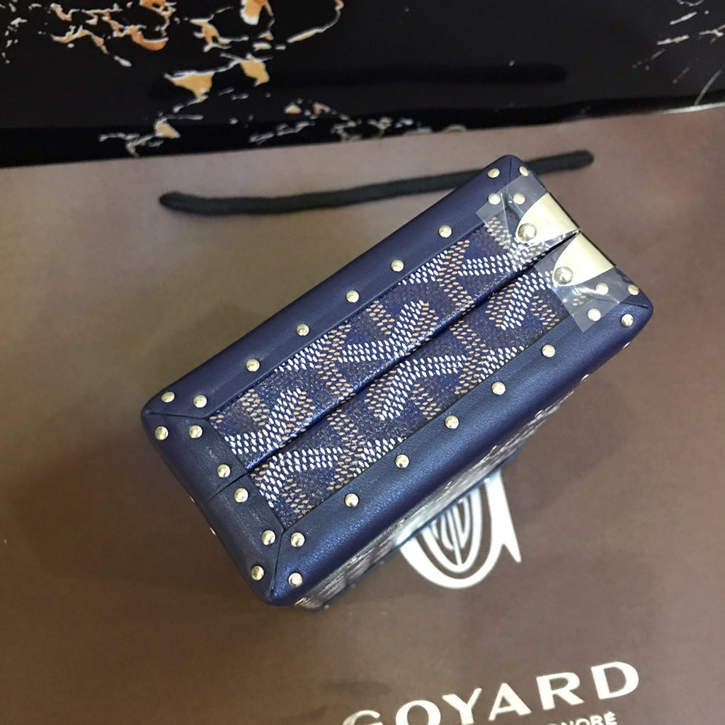 Minaudiere Trunk Bag 17cm Navy Blue Canvas