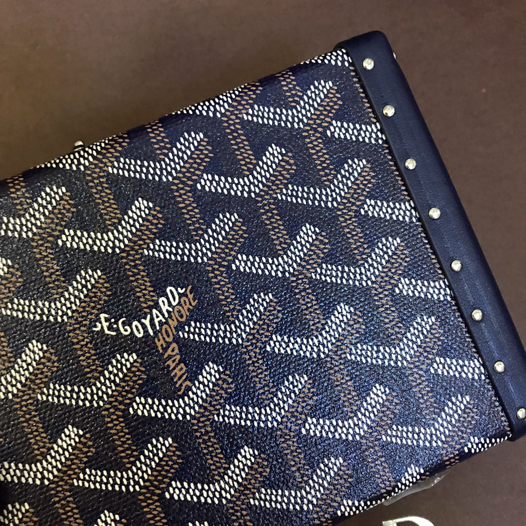 Minaudiere Trunk Bag 17cm Navy Blue Canvas