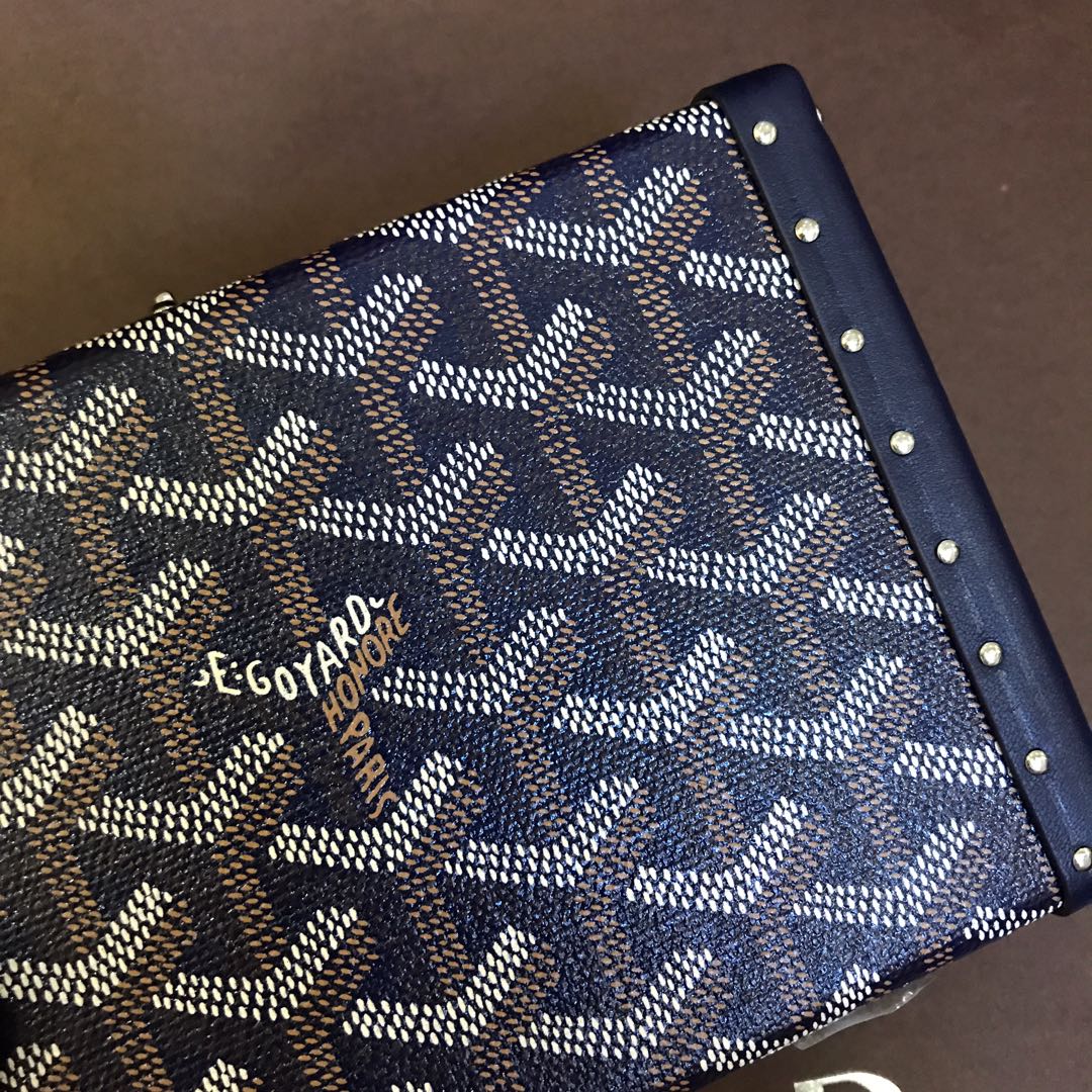 Minaudiere Trunk Bag 17cm Navy Blue Canvas