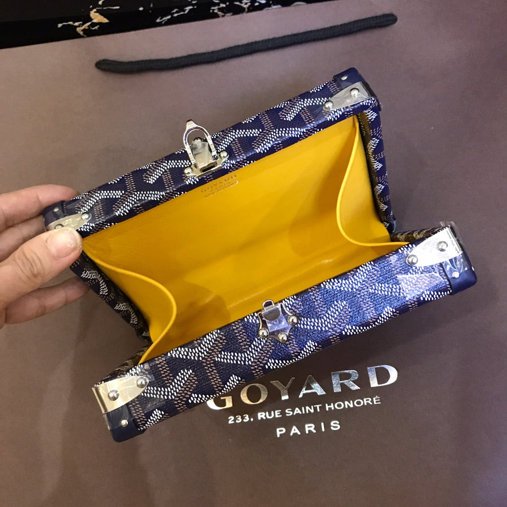 Minaudiere Trunk Bag 17cm Navy Blue Canvas