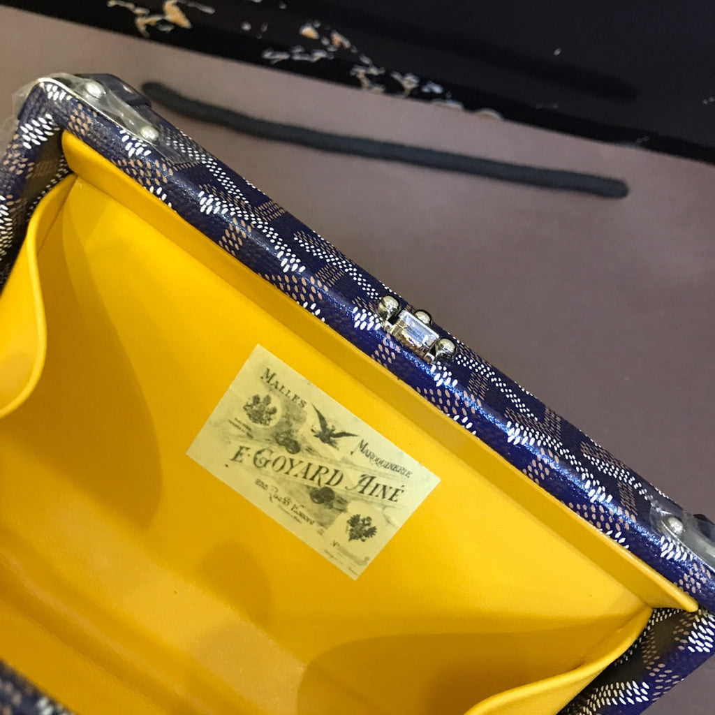 Minaudiere Trunk Bag 17cm Navy Blue Canvas