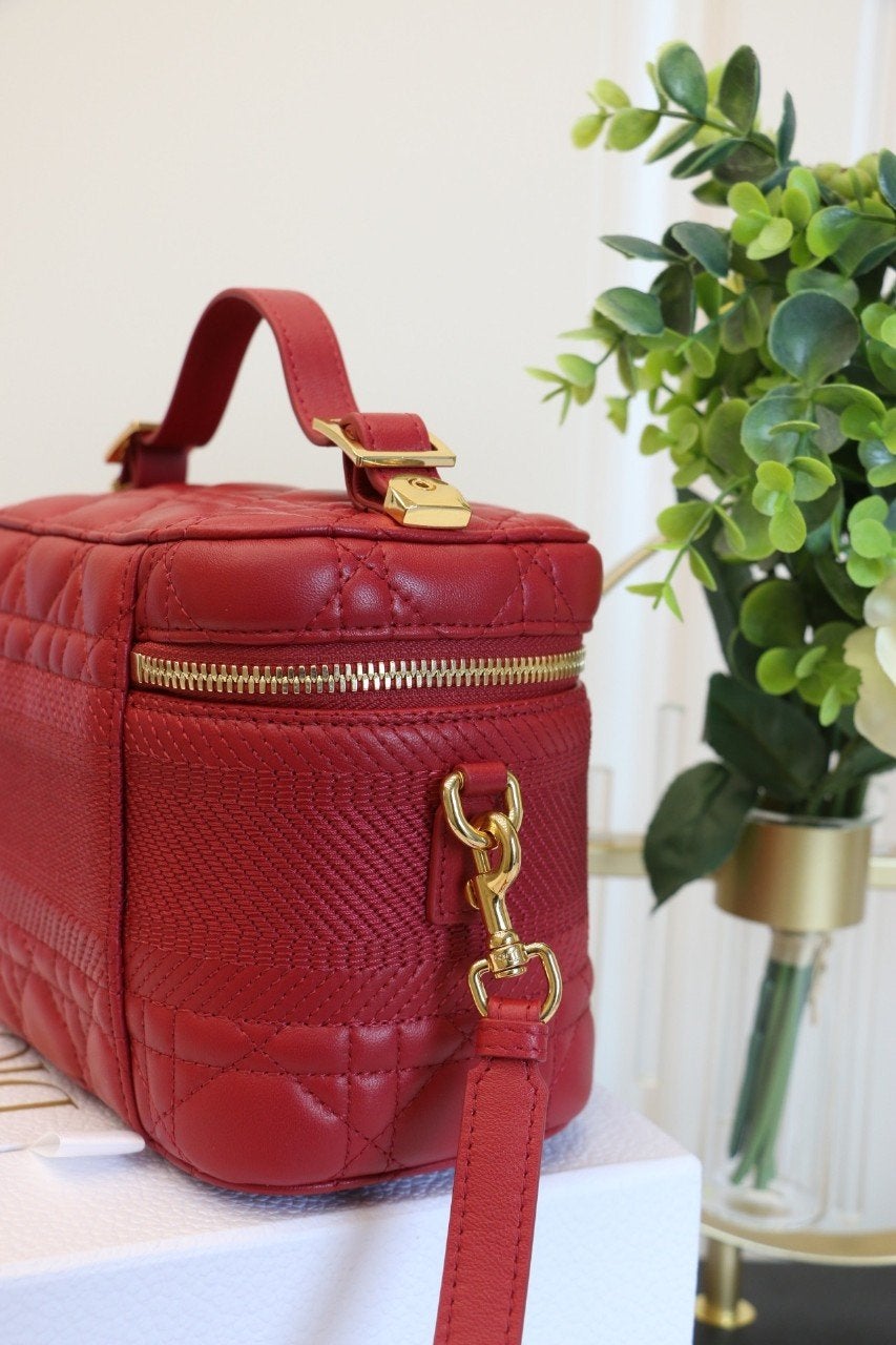 Dior Small Travel Vanity Red Lambskin Bag
