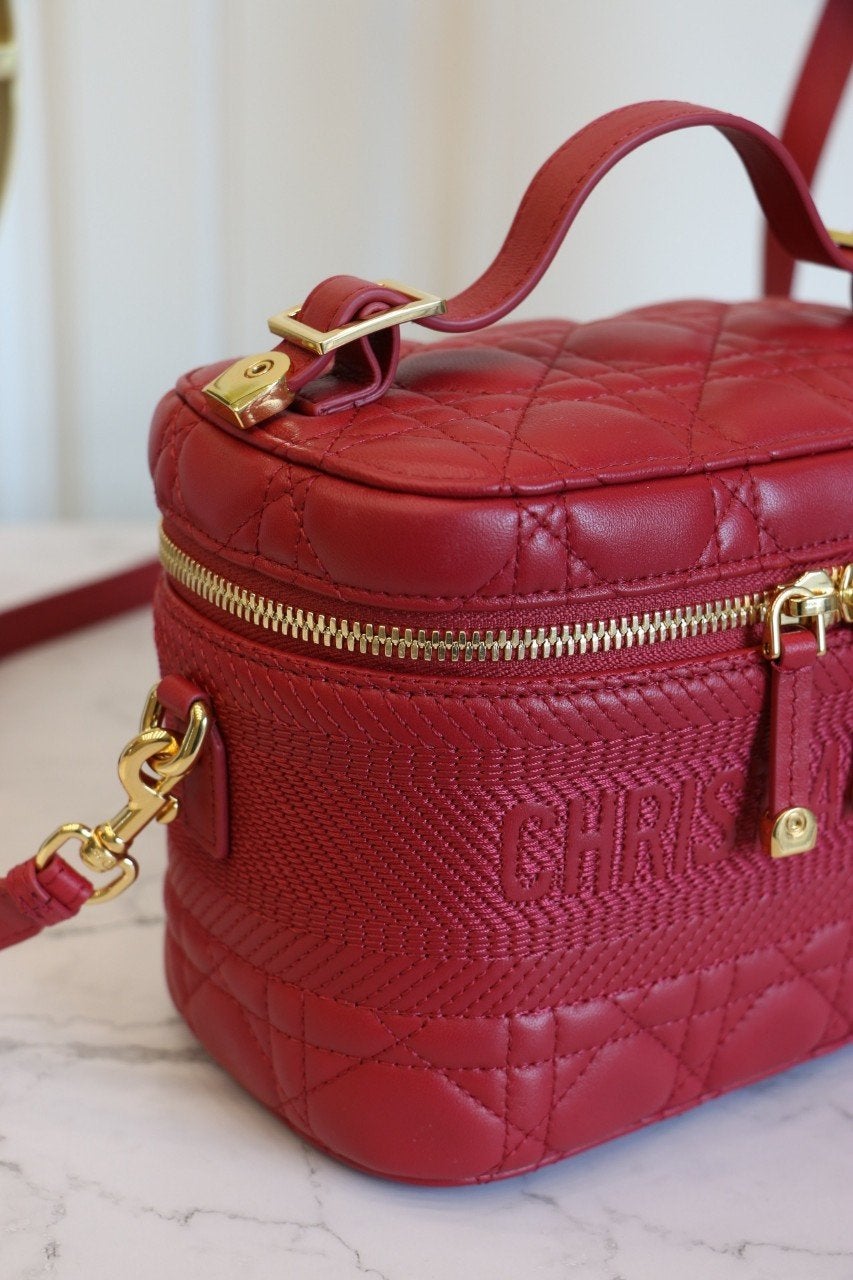Dior Small Travel Vanity Red Lambskin Bag