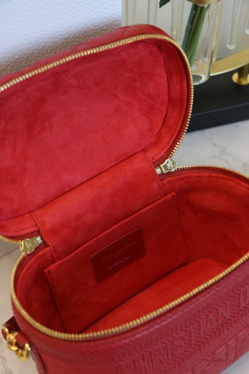 Dior Small Travel Vanity Red Lambskin Bag
