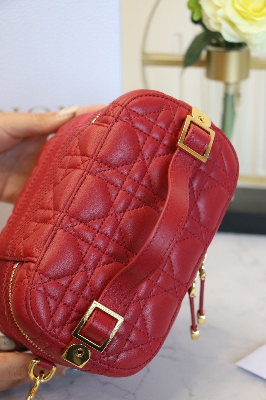 Dior Small Travel Vanity Red Lambskin Bag